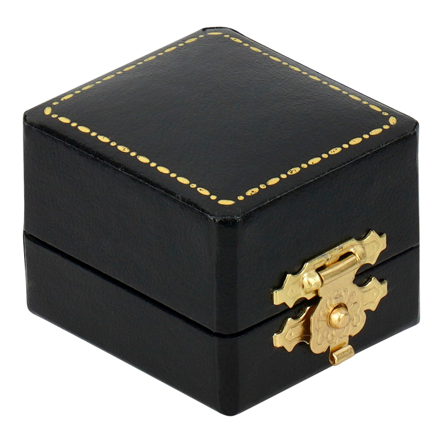 Antique Look Leatherette Single Ring Box with Satin Inner Lid