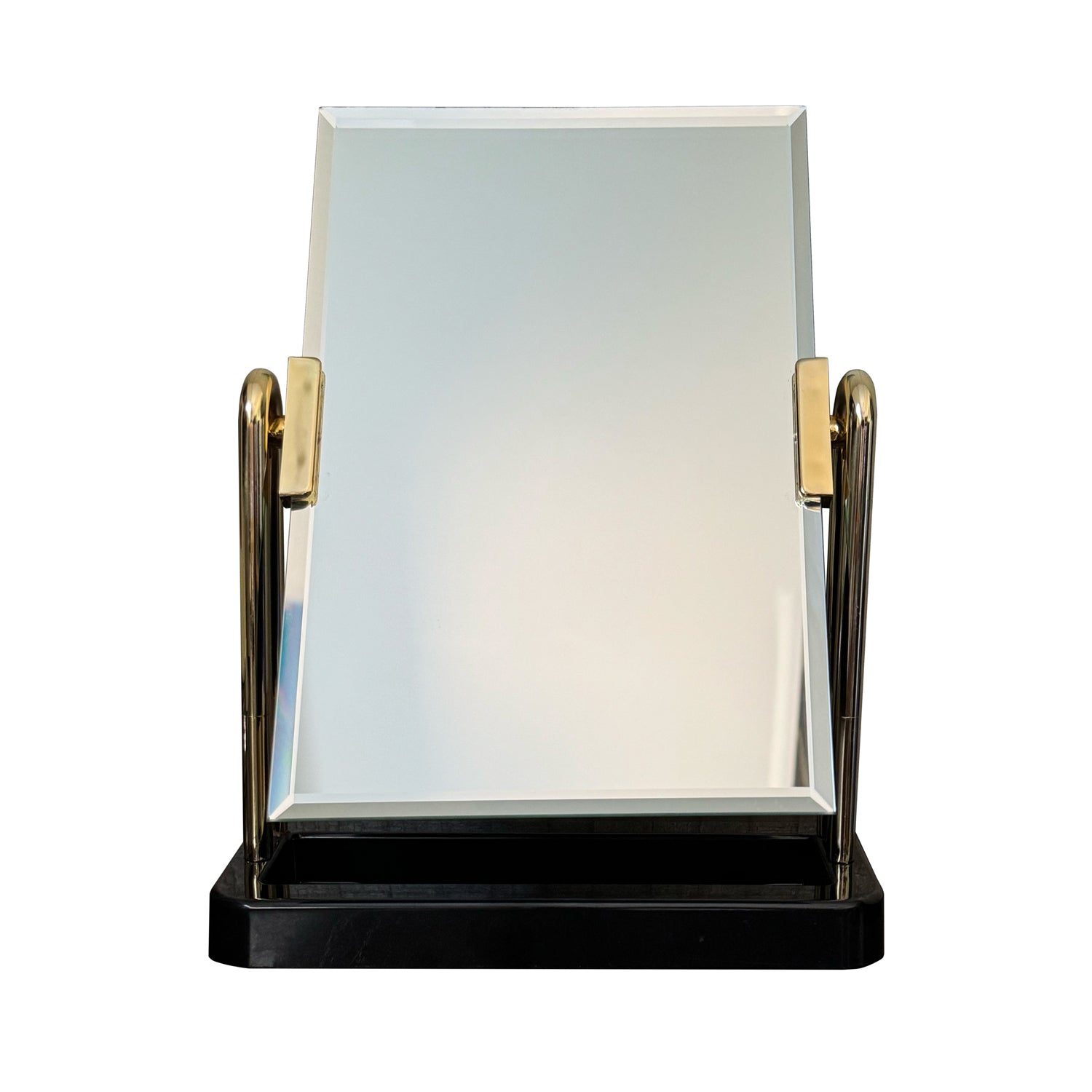 Elegant Jewellery Display Mirror with Black & Gold Stand