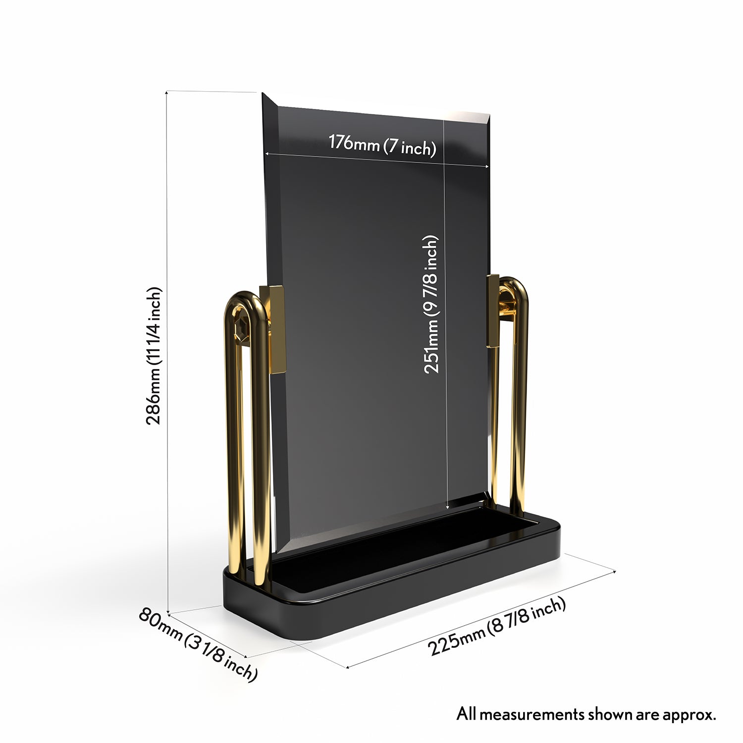 Elegant Jewellery Display Mirror with Black & Gold Stand