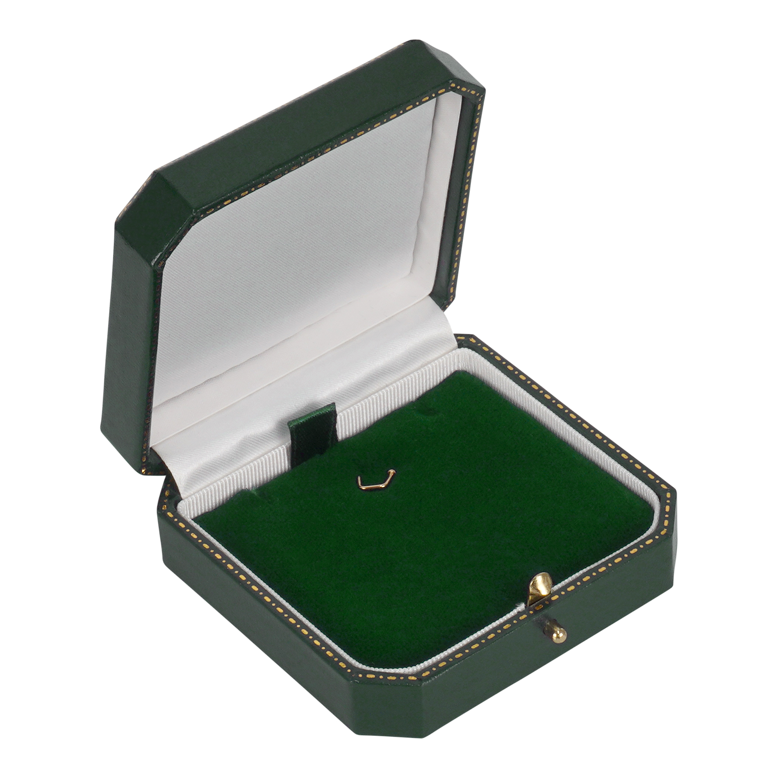 Leatherette Pendant or Earring Box with Gold Accent and Matching Insert
