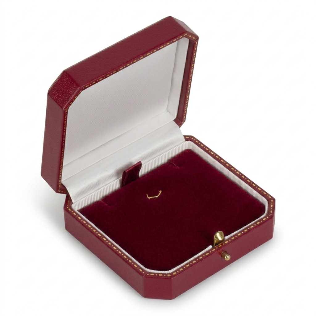 Leatherette Pendant or Earring Box with Gold Accent and Matching Insert
