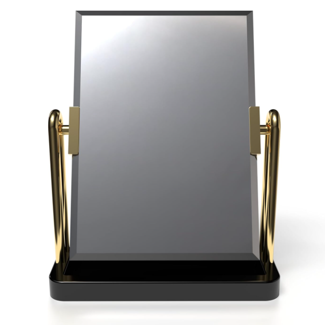 Elegant Jewellery Display Mirror with Black & Gold Stand