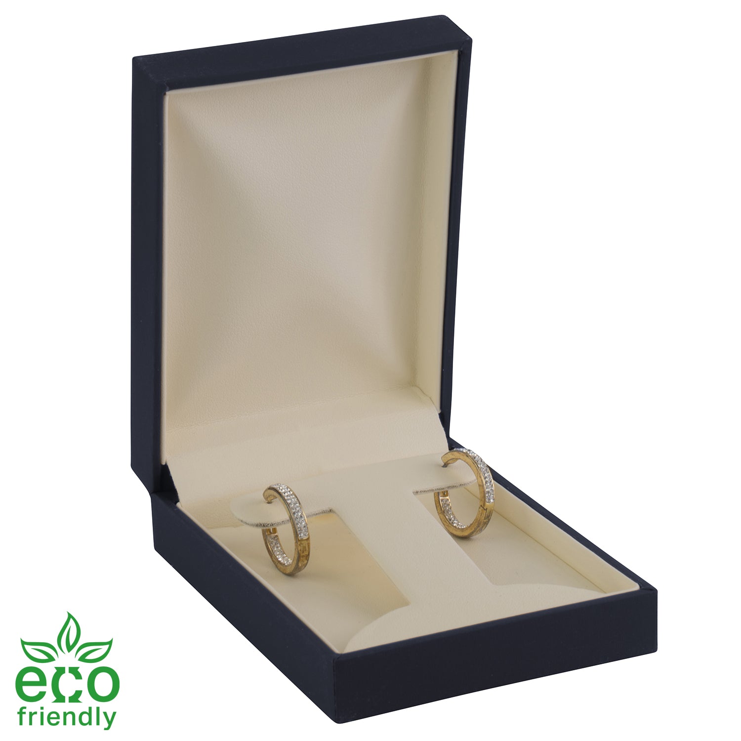 Eco-Friendly Matte Paper-Covered French Clip Earring Plastic Box with Matching Moulded Sleeve