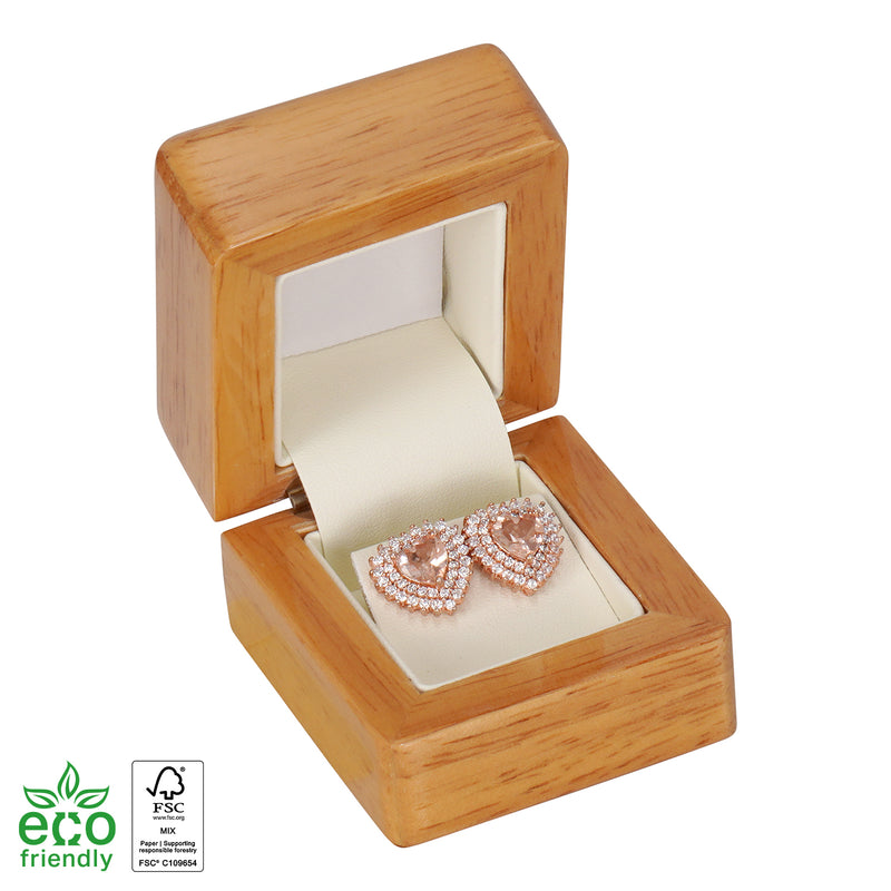Eco-Friendly Wooden Single Earring Box with Suede Insert