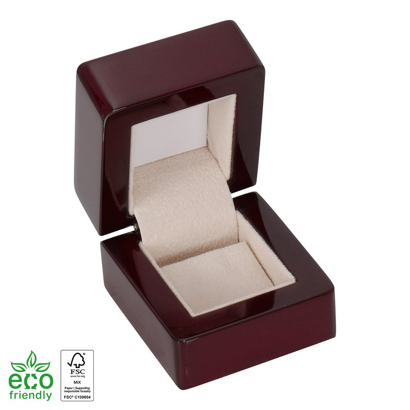 Eco-Friendly Wooden Single Earring Box with Suede Insert