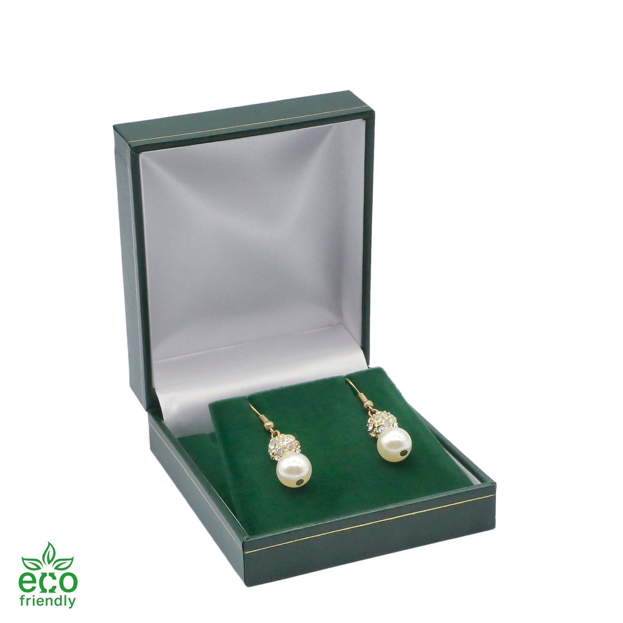 Eco-Friendly Paper-Covered Clip Earring Box with Gold Accent