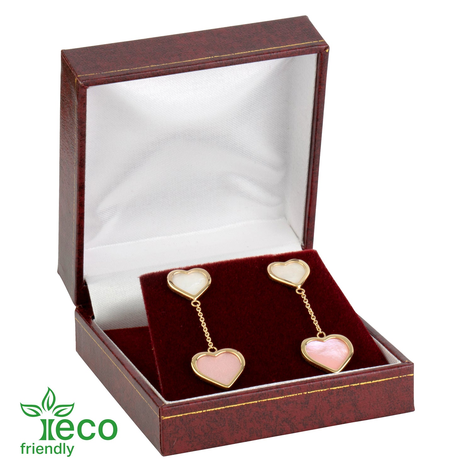 Eco-Friendly Plastic Clip Earring Box, Paper-Covered with Gold Accent