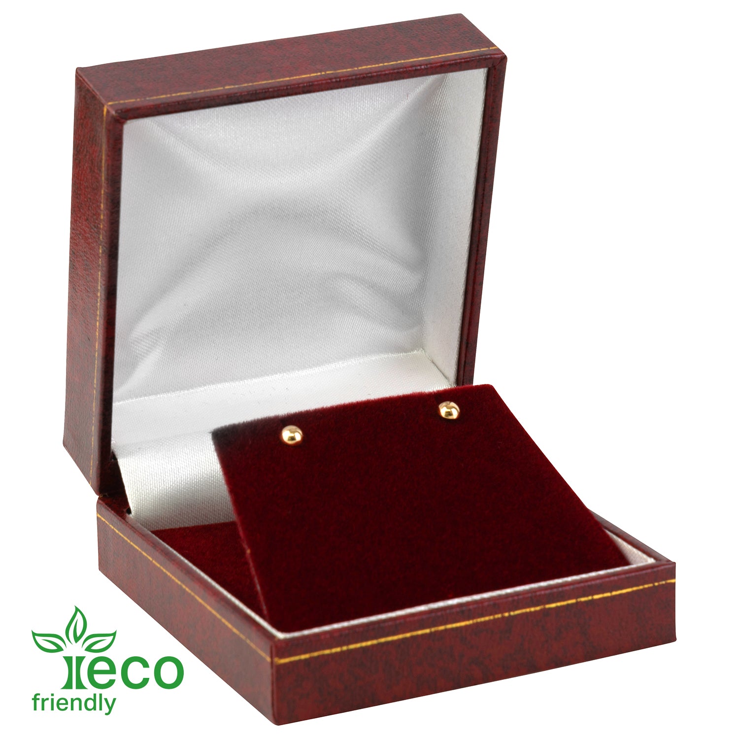 Eco-Friendly Plastic Clip Earring Box, Paper-Covered with Gold Accent