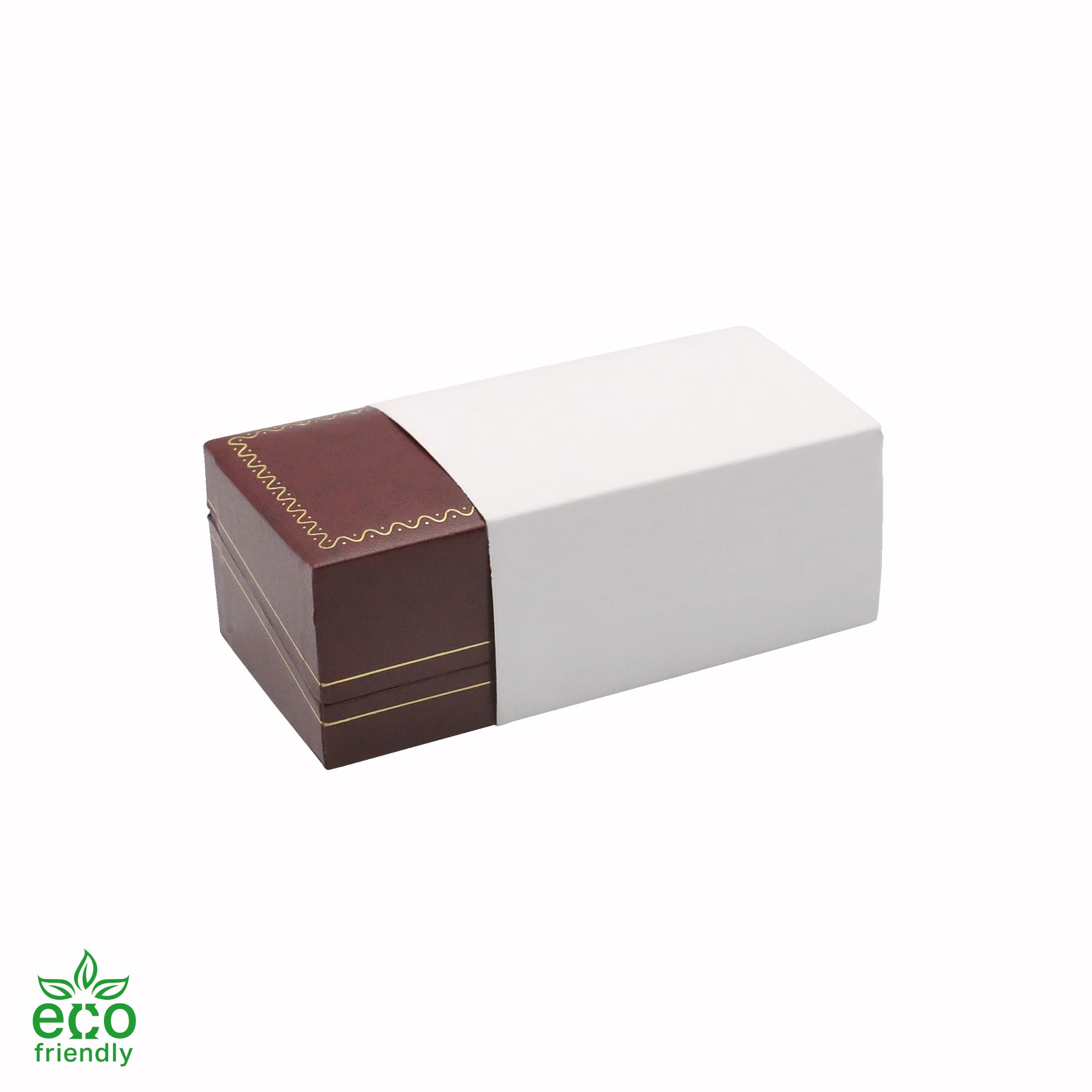 Eco-Friendly Paper Covered Double Ring Box with Gold Accent