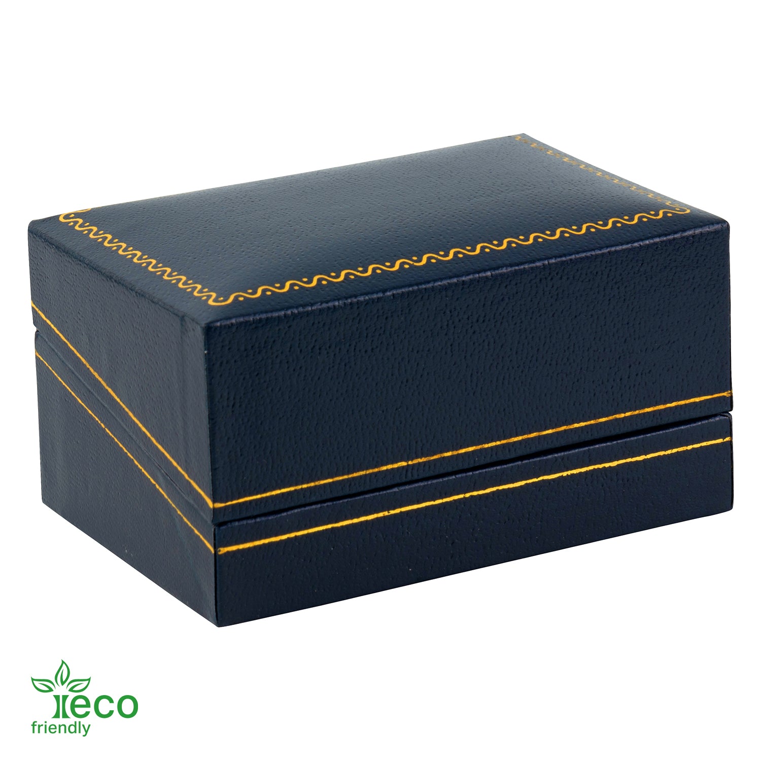 Eco-Friendly Paper Covered Double Ring Box with Gold Accent