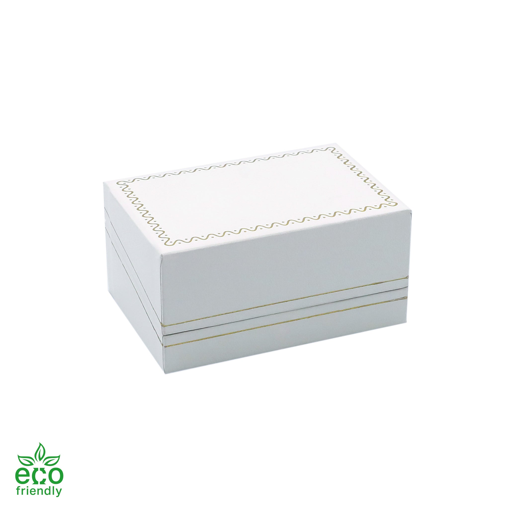 Eco-Friendly Paper Covered Double Ring Box with Gold Accent