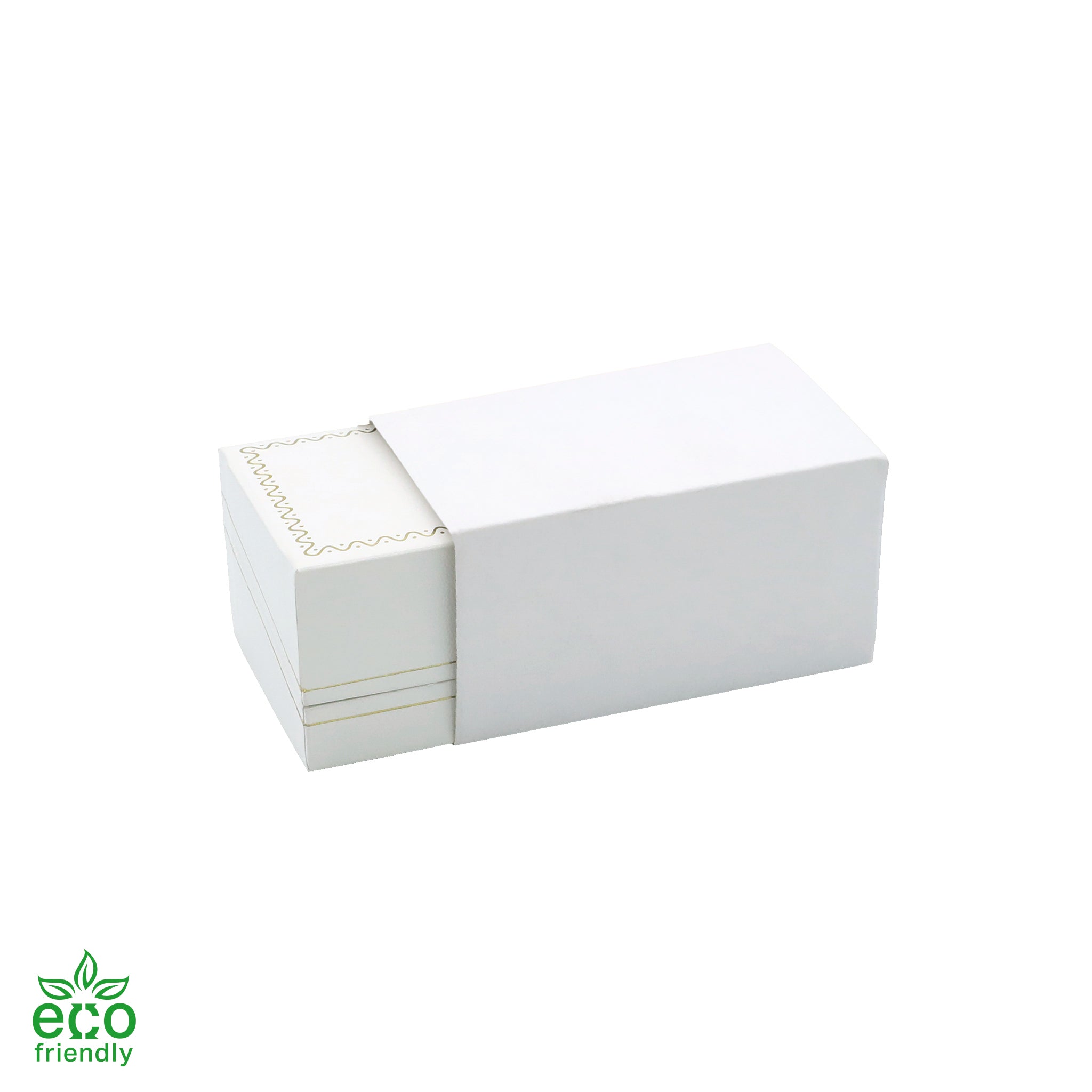 Eco-Friendly Paper Covered Double Ring Box with Gold Accent