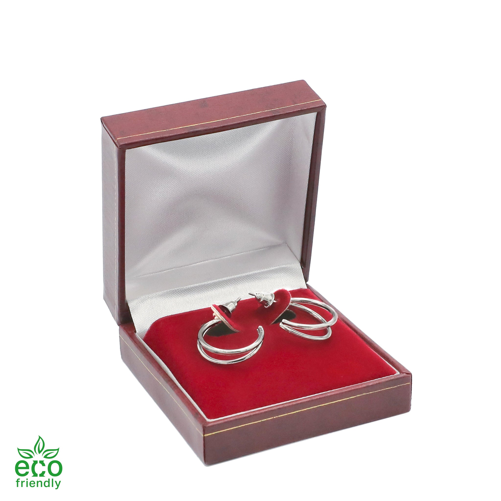 Eco-Friendly Paper-Covered Hoop Earring Box with Gold Accent