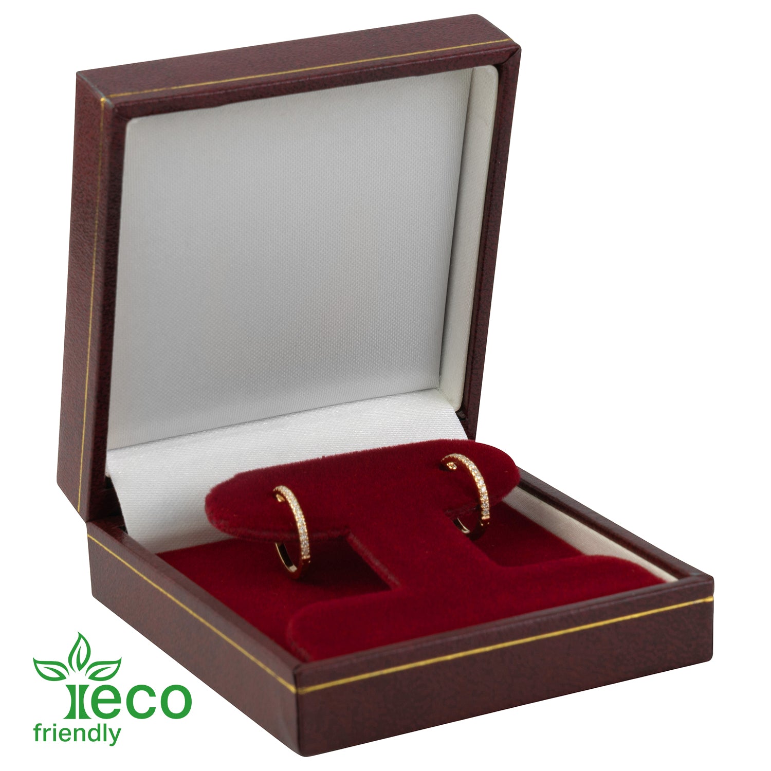 Eco-Friendly Paper-Covered French Clip Earring Box with Gold Accent