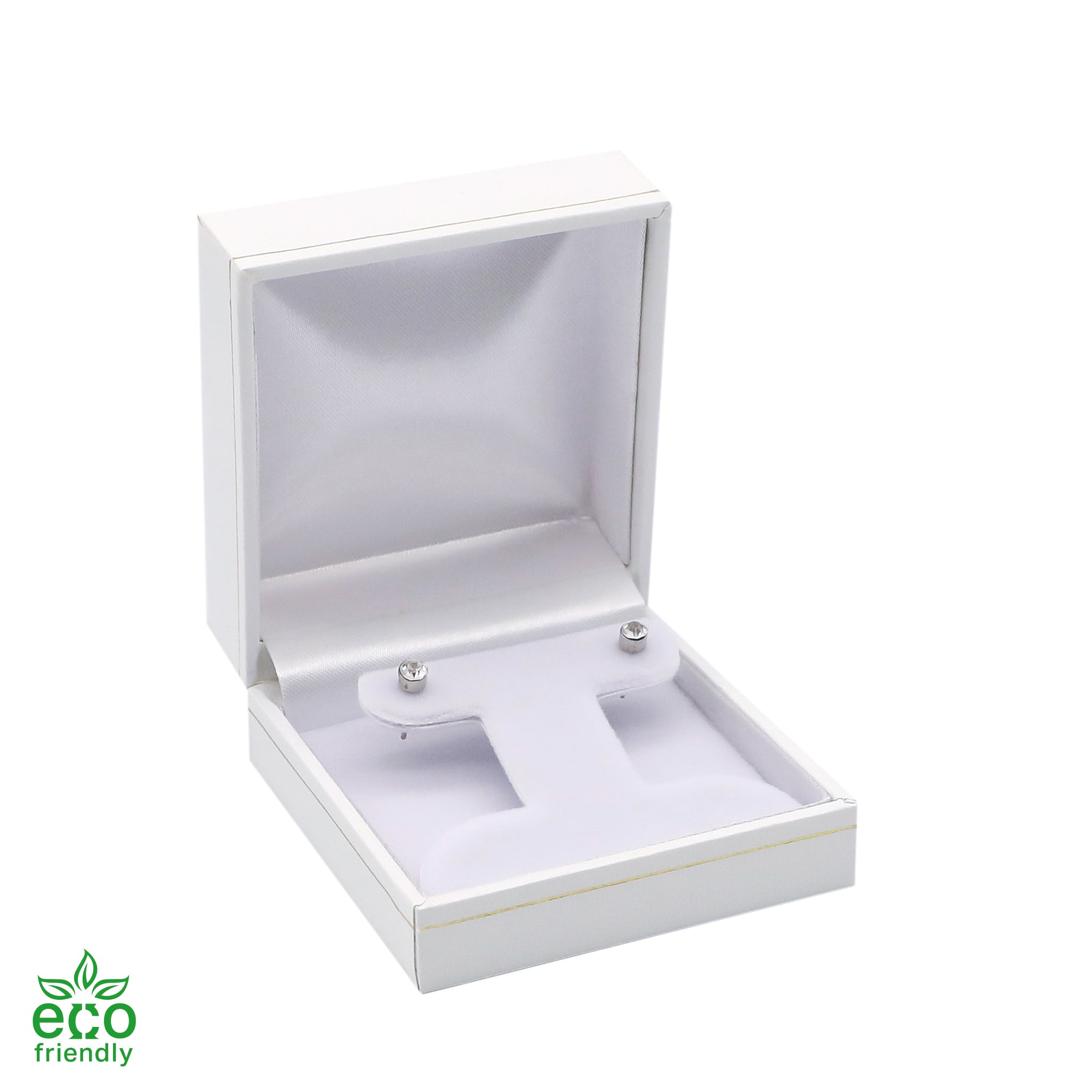 Eco-Friendly Paper-Covered French Clip Earring Box with Gold Accent