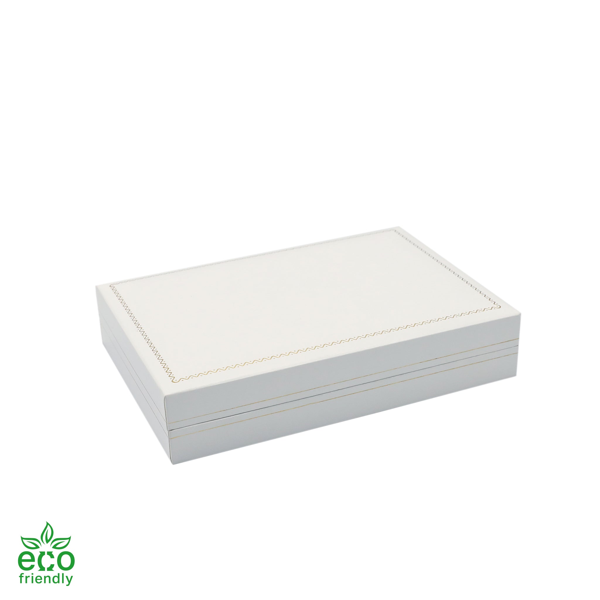 Eco-Friendly Paper-Covered Pearl Box with Gold Accent