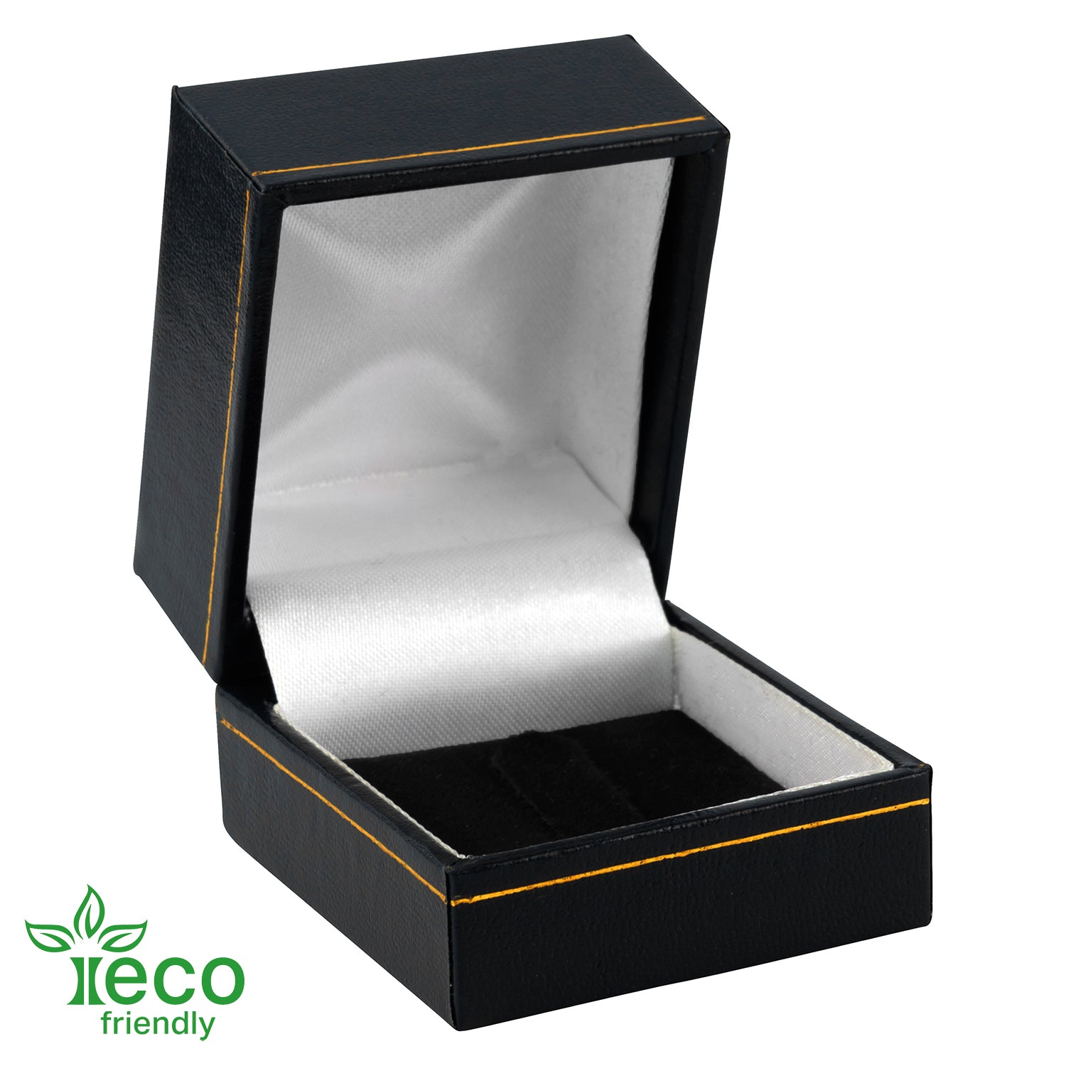 Eco-Friendly Plastic Clip Ring Box, Paper-Covered with Gold Accent
