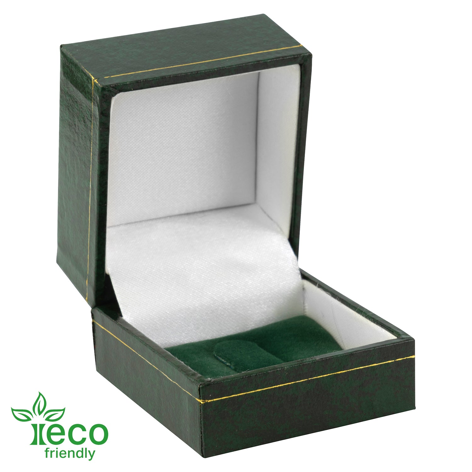 Eco-Friendly Plastic Clip Ring Box, Paper-Covered with Gold Accent