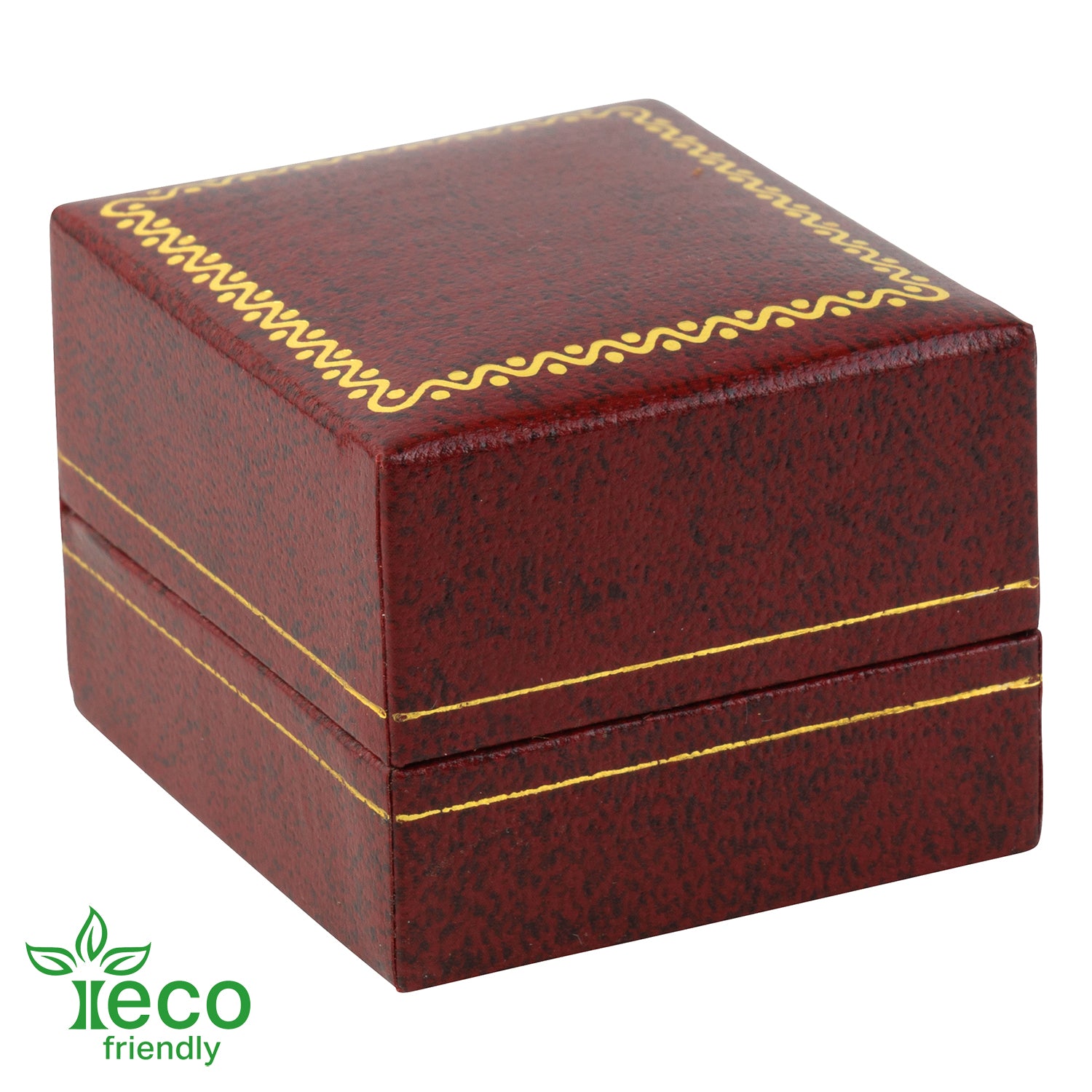 Eco-Friendly Plastic Clip Ring Box, Paper-Covered with Gold Accent