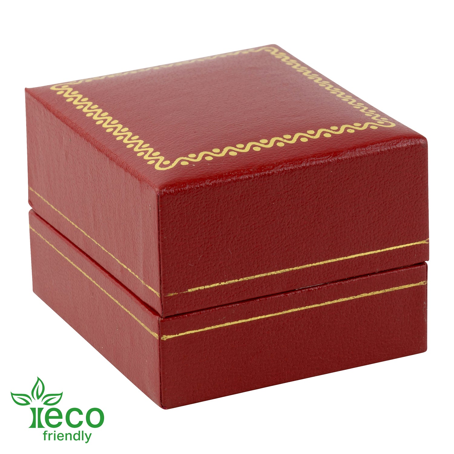 Eco-Friendly Plastic Clip Ring Box, Paper-Covered with Gold Accent