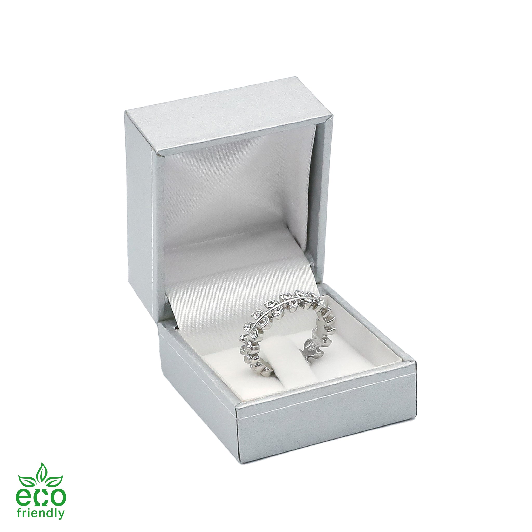 Eco-Friendly Paper-Covered Clip Ring Box with Gold Accent