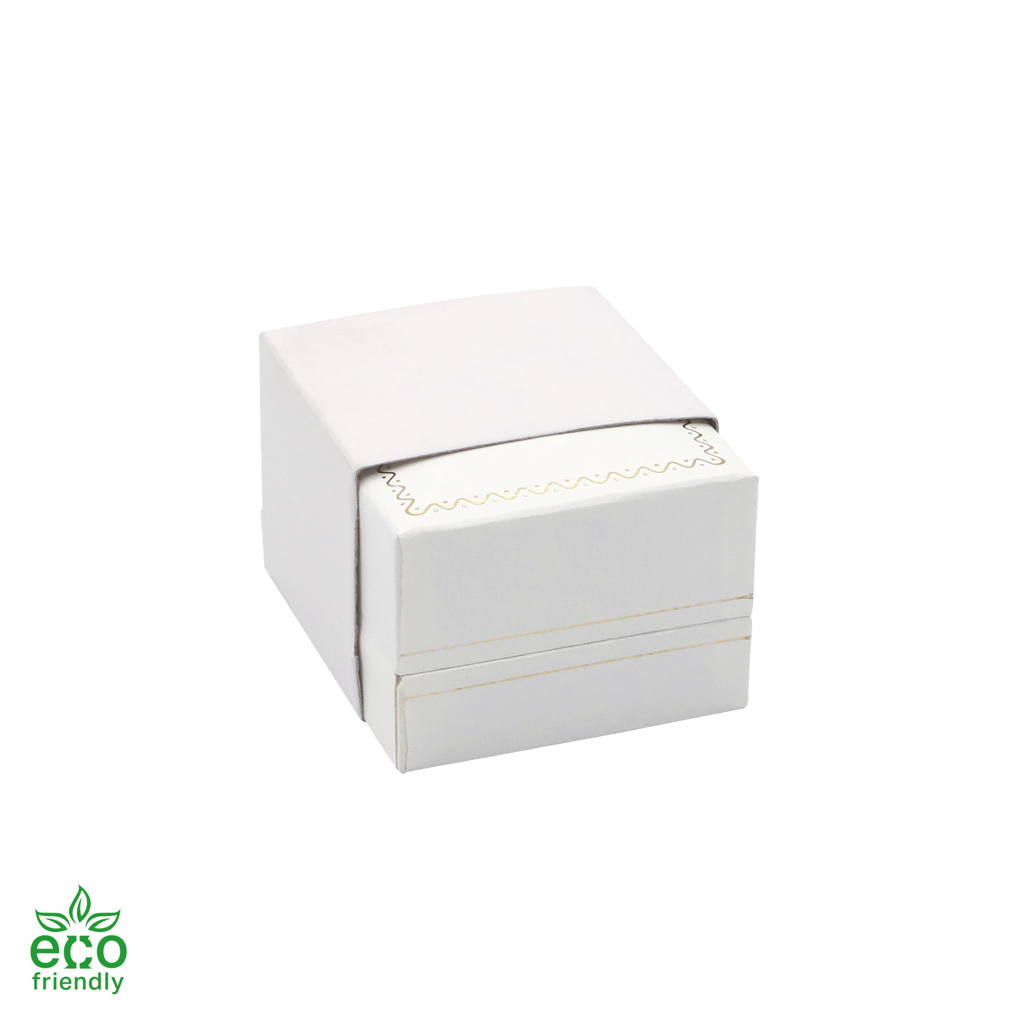 Eco-Friendly Paper-Covered Clip Ring Box with Gold Accent