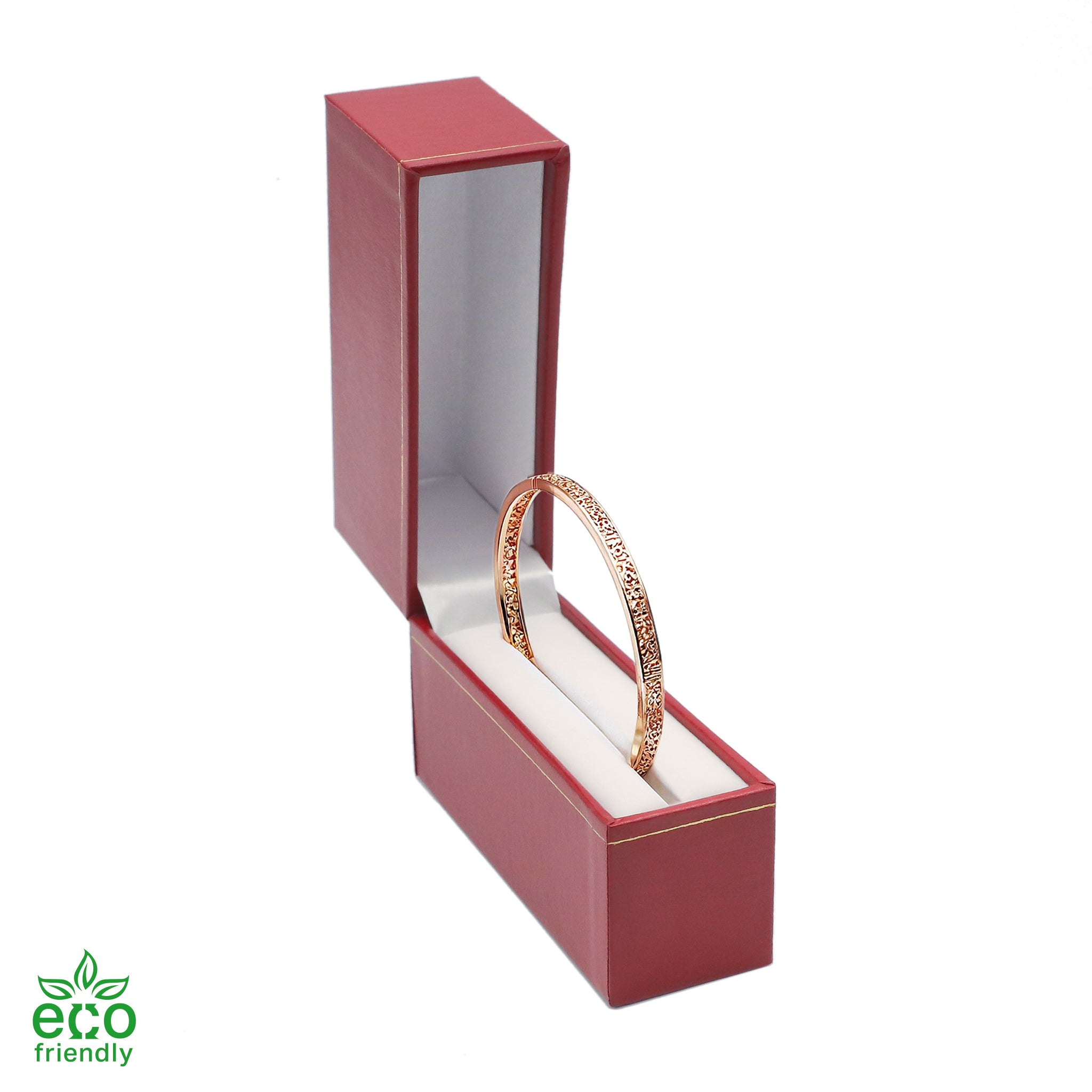 Eco-Friendly Paper-Covered Standing Bangle Box with Gold Accent