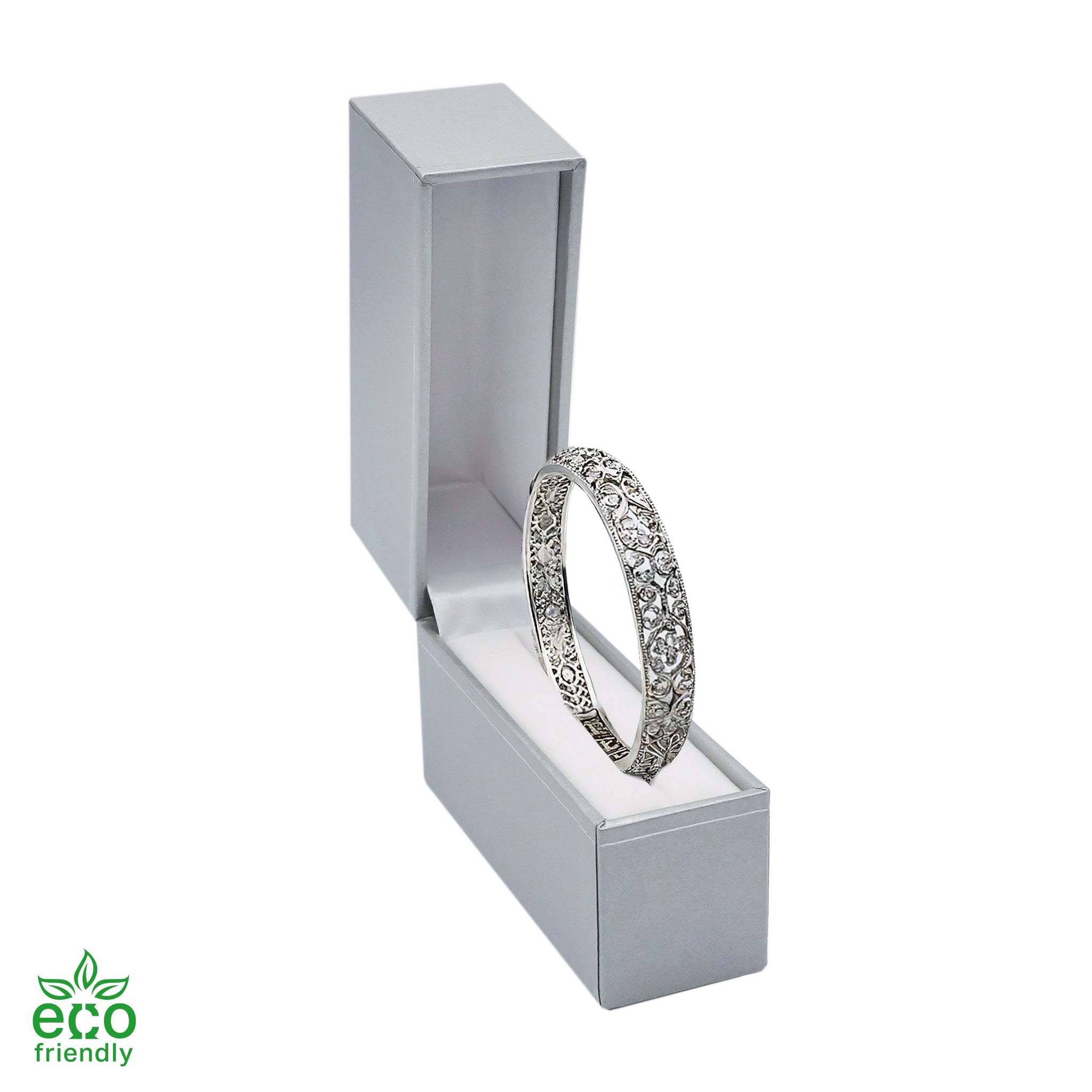 Eco-Friendly Paper-Covered Standing Bangle Box with Gold Accent