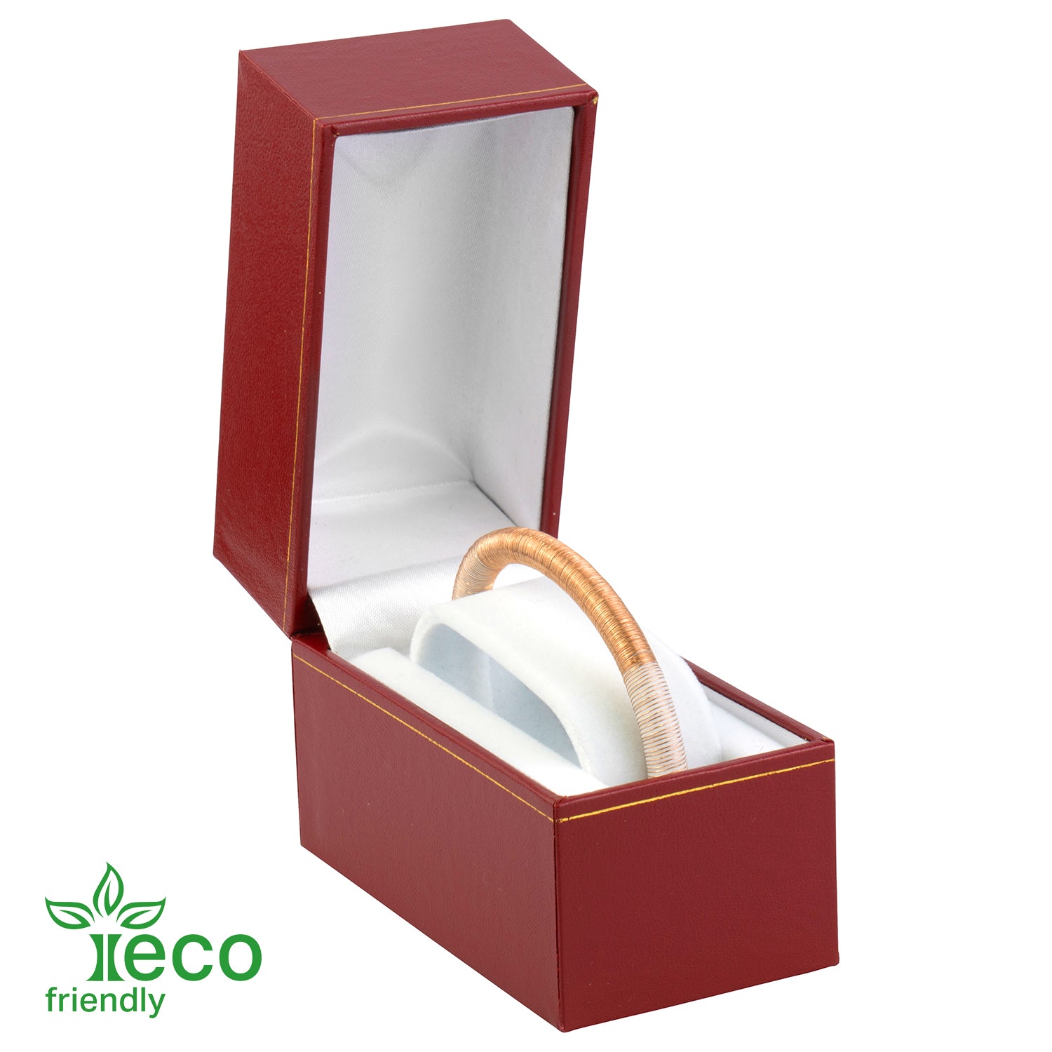 Eco-Friendly Plastic Standing Bangle Box, Paper-Covered with Gold Accent