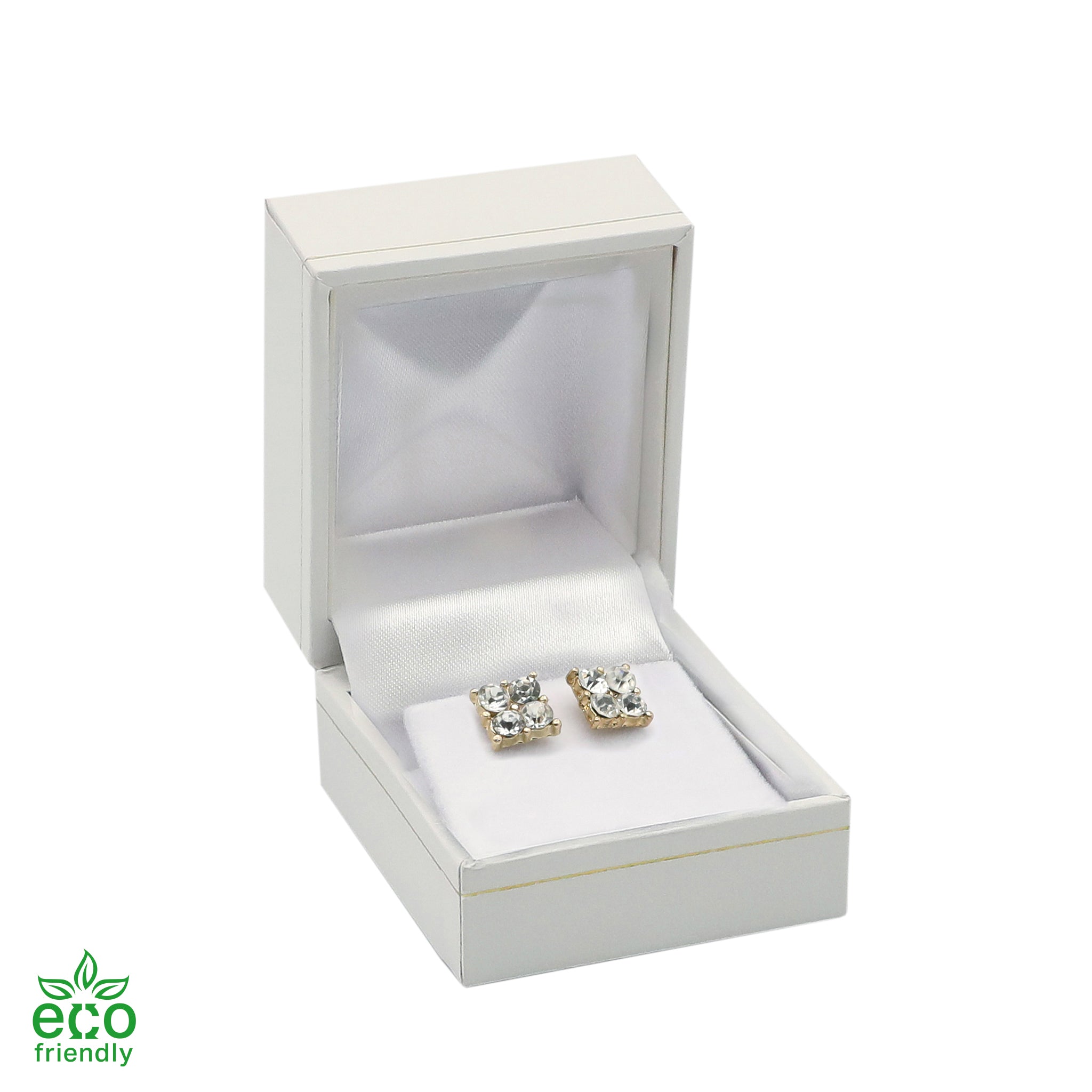 Eco-Friendly Paper-Covered Single Earring Box with Gold Accent