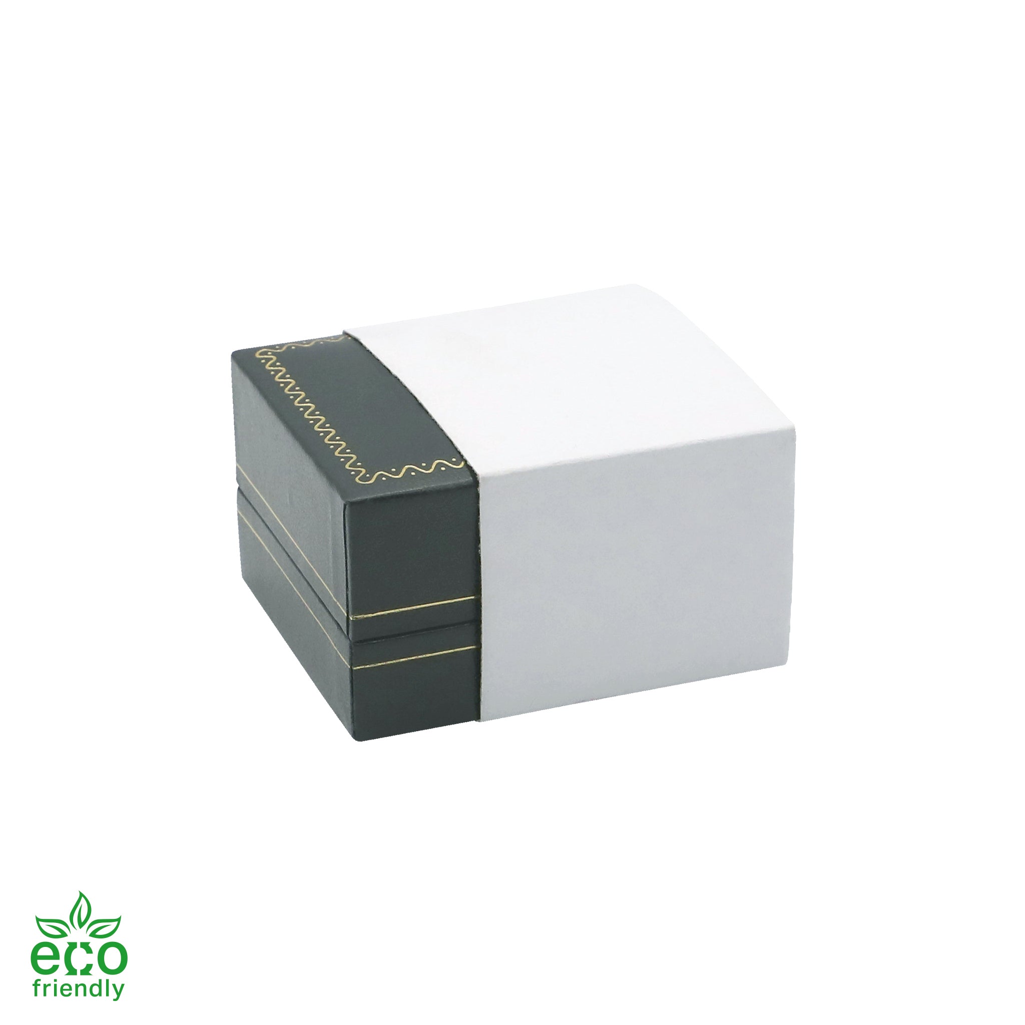 Eco-Friendly Paper-Covered Single Ring Box with Gold Accent