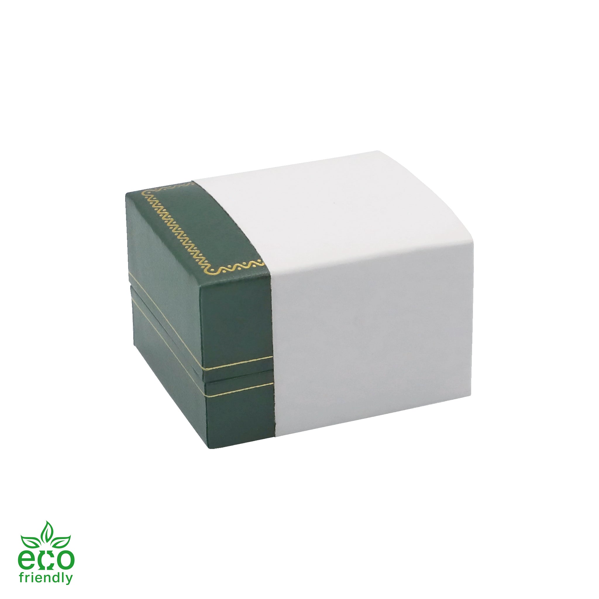 Eco-Friendly Paper-Covered Single Ring Box with Gold Accent
