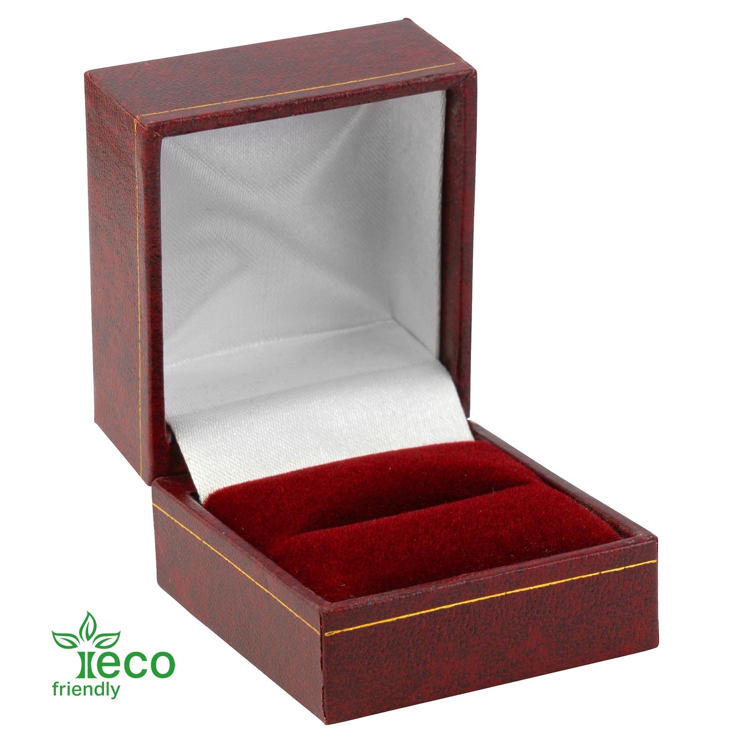 Eco-Friendly Plastic Single Ring Box, Paper-Covered with Gold Accent