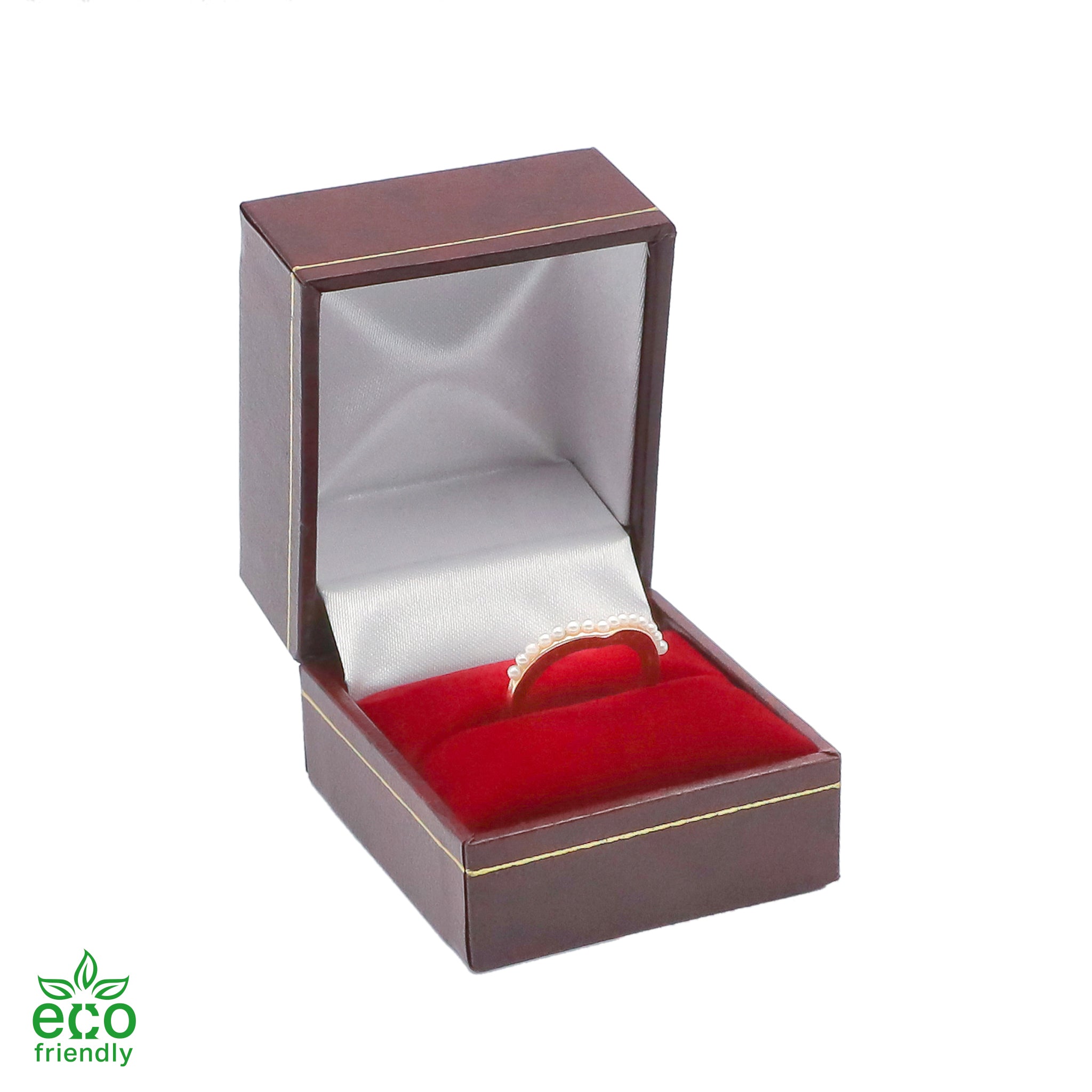 Eco-Friendly Paper-Covered Single Ring Box with Gold Accent