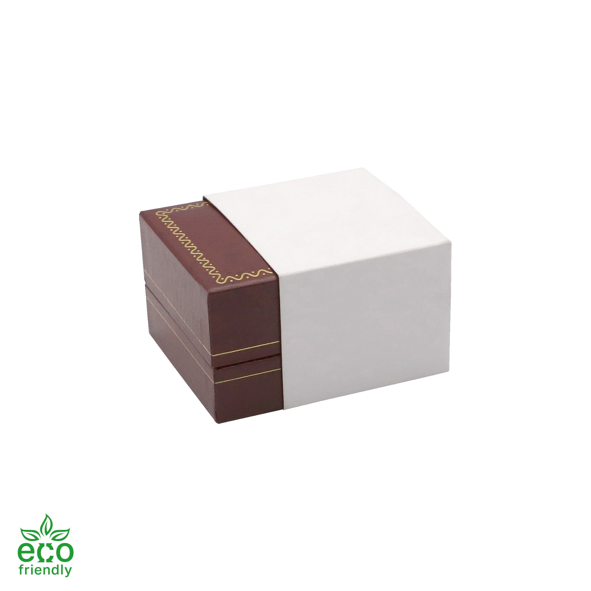 Eco-Friendly Paper-Covered Single Ring Box with Gold Accent