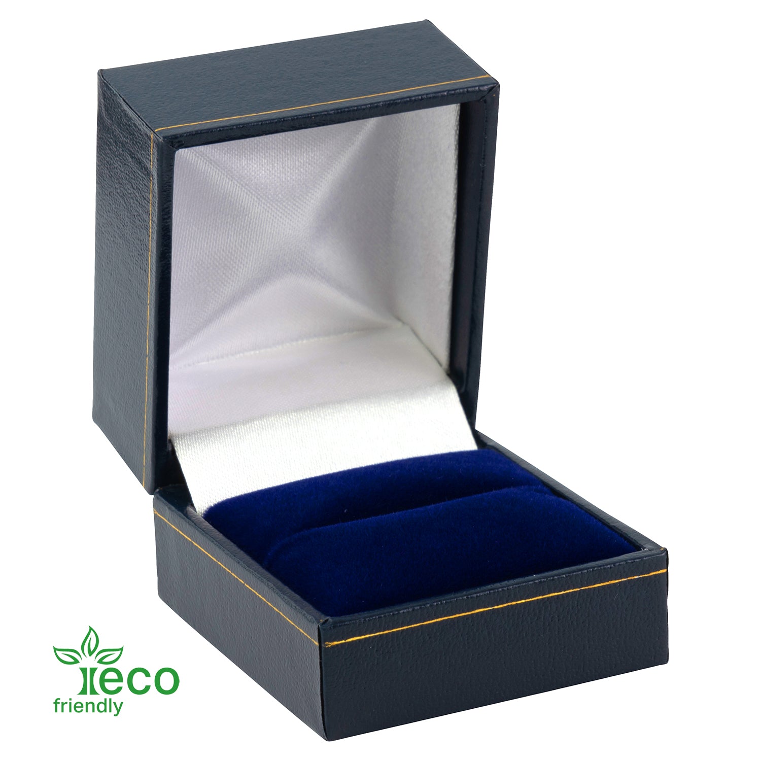 Eco-Friendly Plastic Single Ring Box, Paper-Covered with Gold Accent