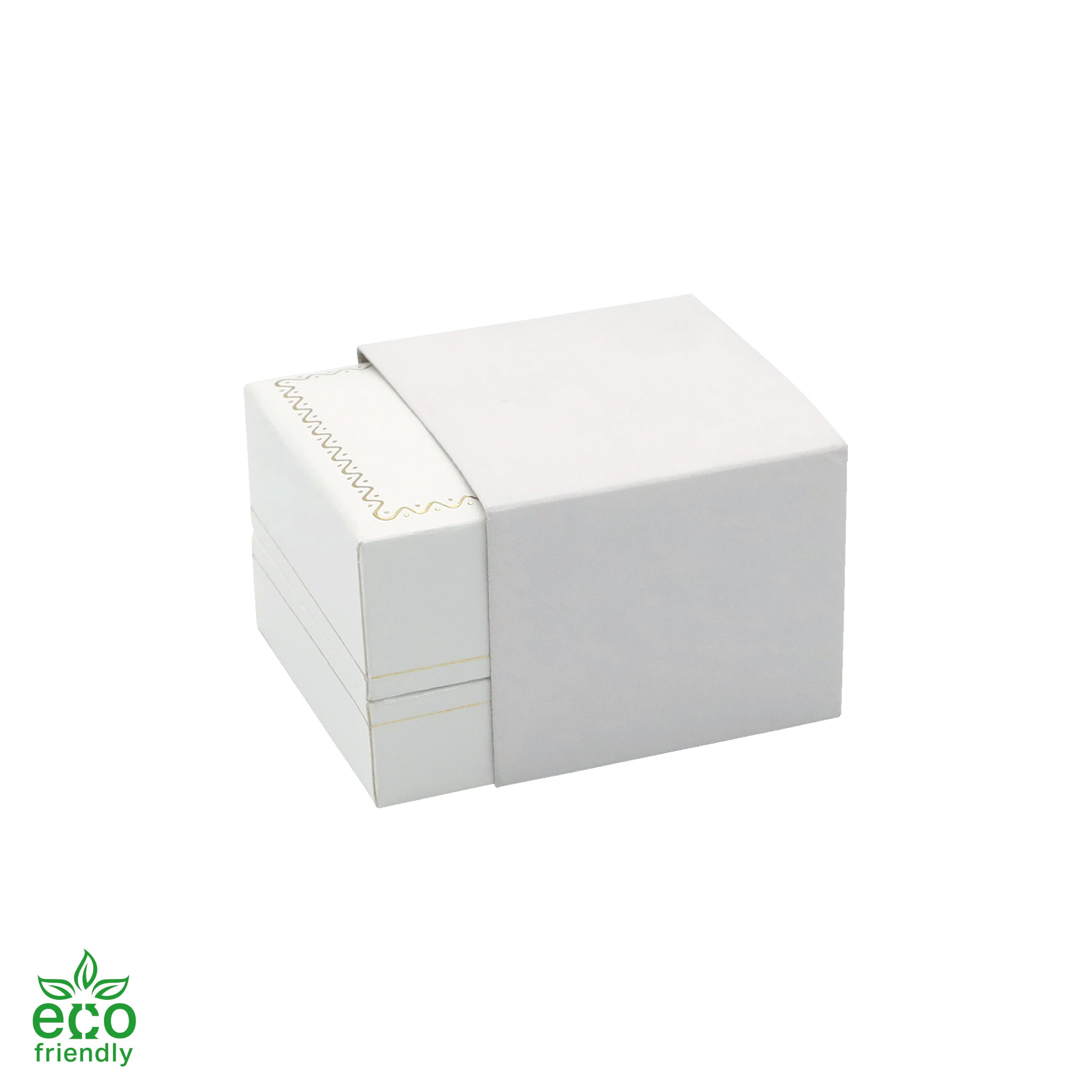 Eco-Friendly Paper-Covered Single Ring Box with Gold Accent