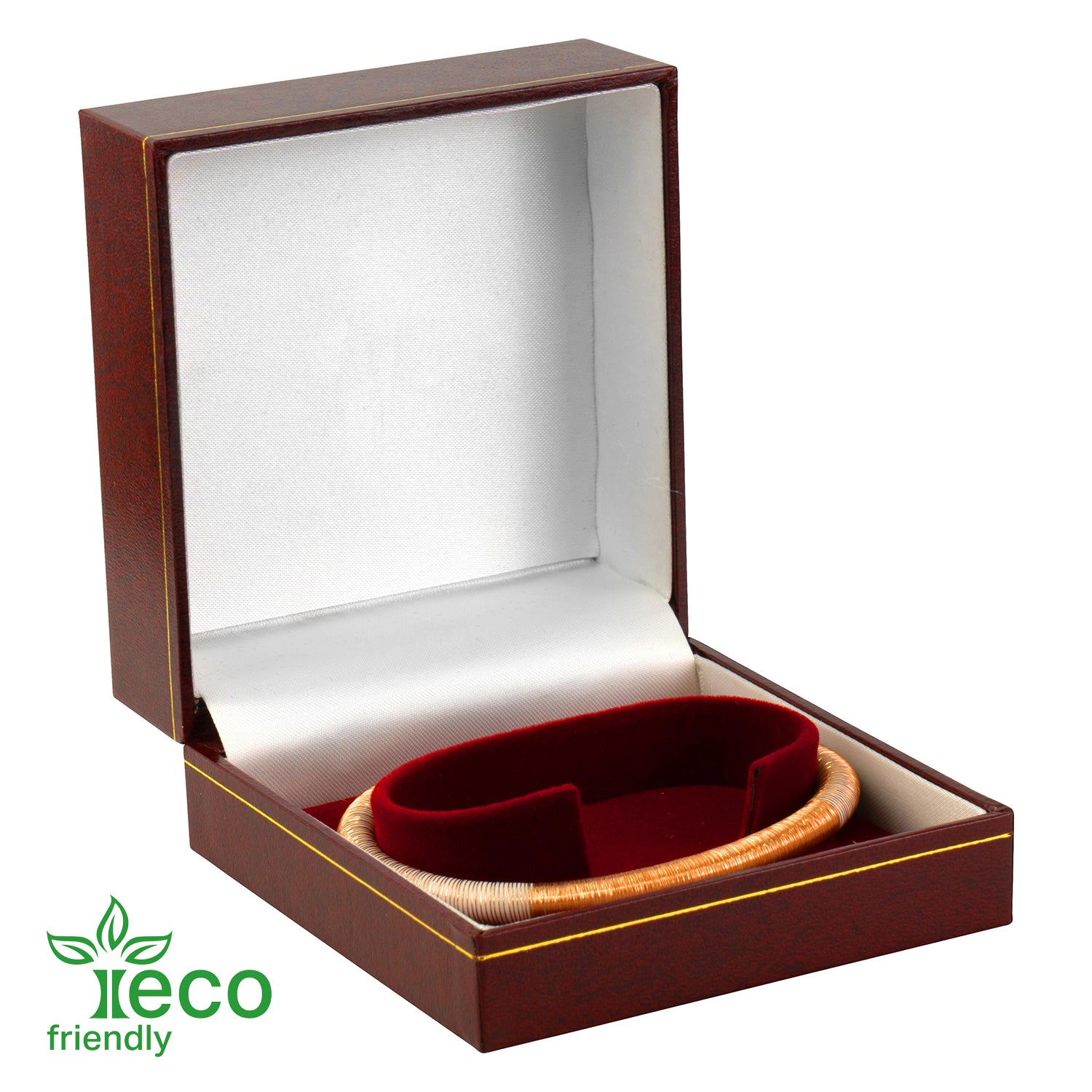 Eco-Friendly Paper-Covered Bangle Box with Gold Accent