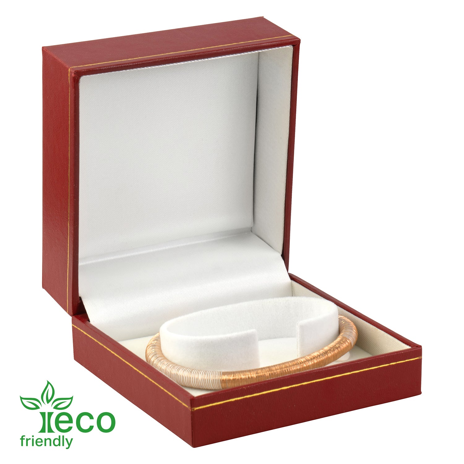 Eco-Friendly Paper-Covered Bangle Box with Gold Accent