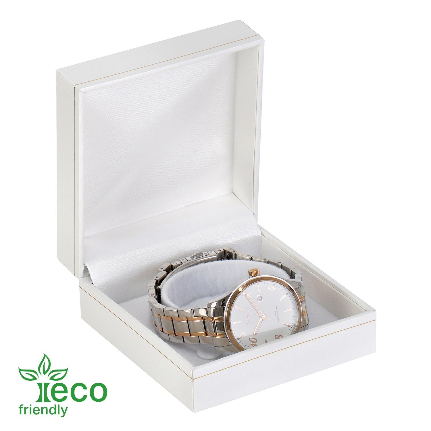 Eco-Friendly Paper-Covered Bangle Box with Gold Accent