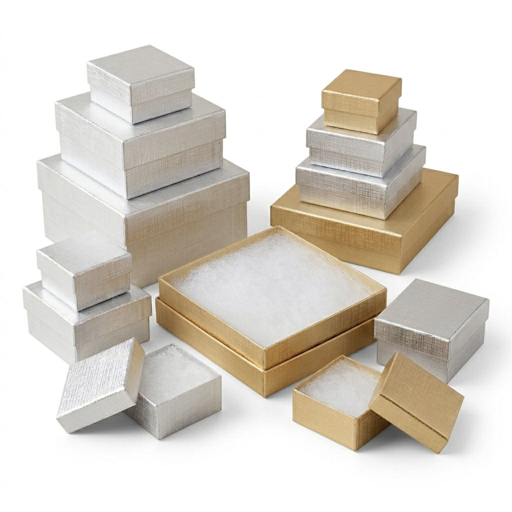 Cotton Filled Linen Metallic Manilla Box