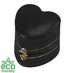 Eco-Friendly Leatherette Paper-Covered Heart-Shaped Plastic Single Ring Box with Gold Detailing