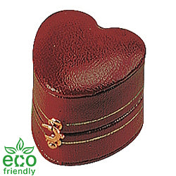 Eco-Friendly Leatherette Paper-Covered Heart-Shaped Plastic Single Ring Box with Gold Detailing