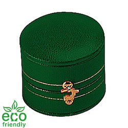 Eco-Friendly Leatherette Paper-Covered Oval-Shaped Plastic Single Ring Box with Gold Detailing