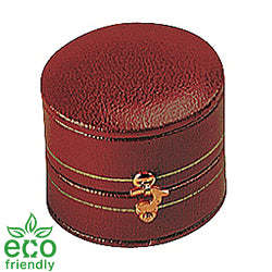 Eco-Friendly Leatherette Paper-Covered Oval-Shaped Plastic Single Ring Box with Gold Detailing