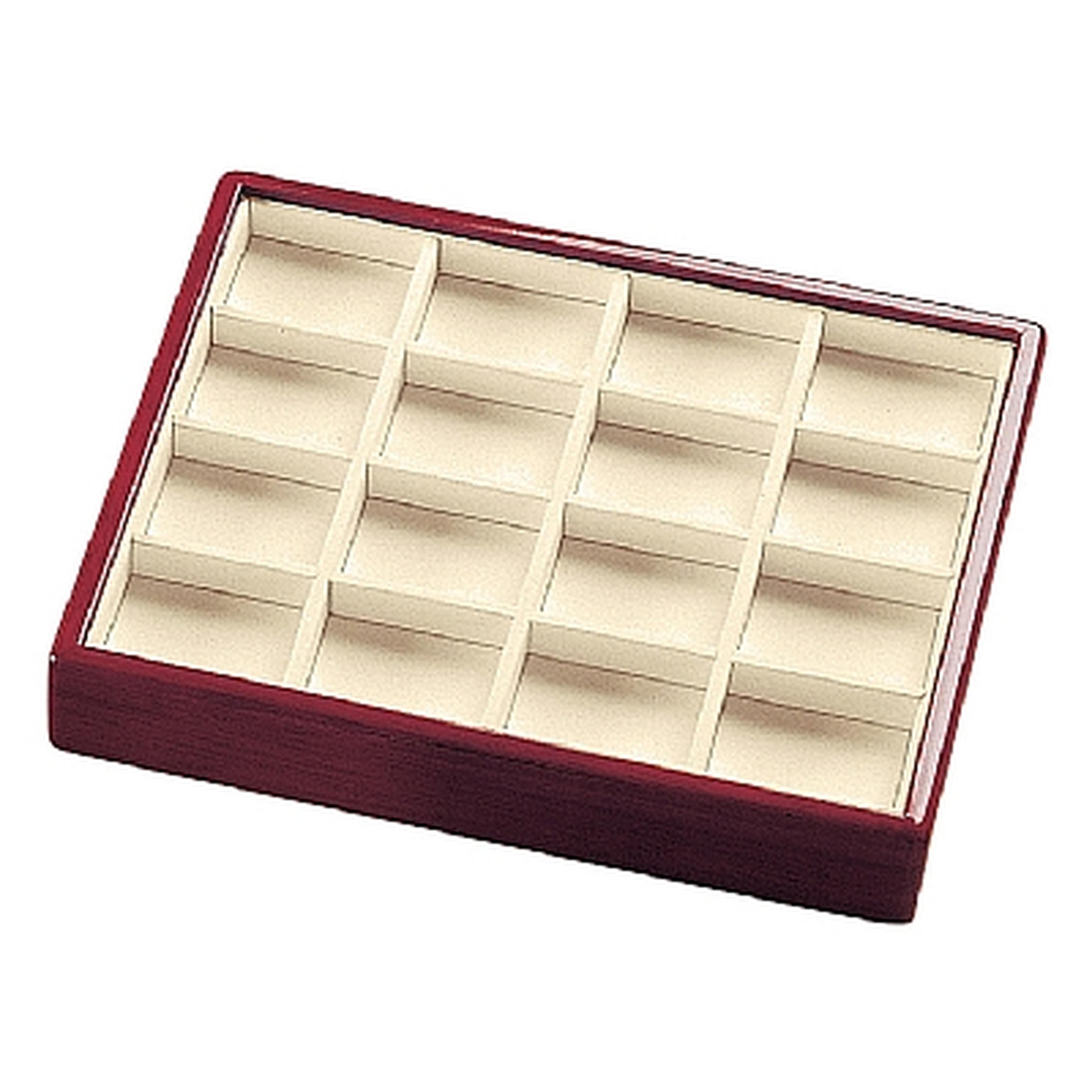 Mahogany Wooden Jewelry Display Tray with 16 Slots