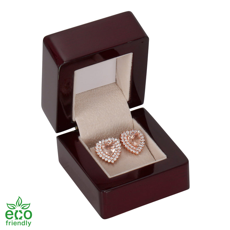 Eco-Friendly Wooden Single Earring Box with Suede Insert