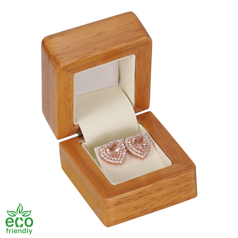 Eco-Friendly Wooden Single Earring Box with Suede Insert