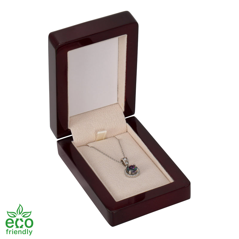 Eco-Friendly Wooden Pendant Box with Suede Insert