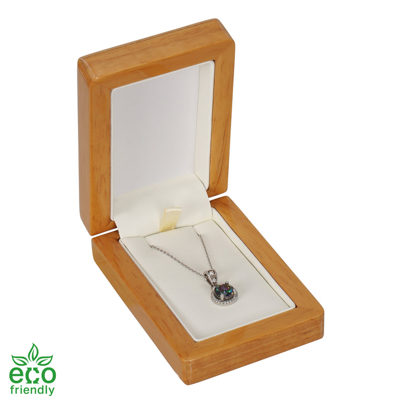 Eco-Friendly Wooden Pendant Box with Suede Insert